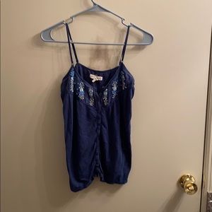 Aeropostale Button-Up Beaded Tank Top